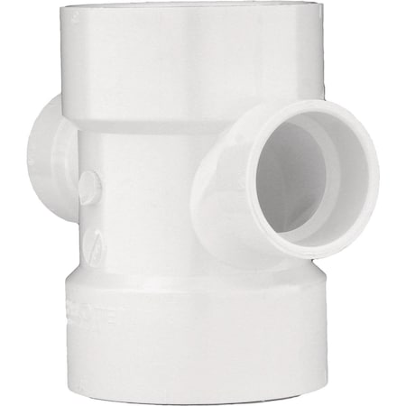 Charlotte Pipe And Foundry 4 In. X 2 In. Reducing Double Sanitary PVC Tee PVC 00429  1600HA